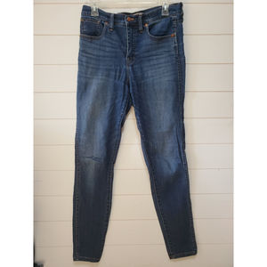 Madewell womens size 26 tall high rise skinny jeans denim whiskering 42% tencel